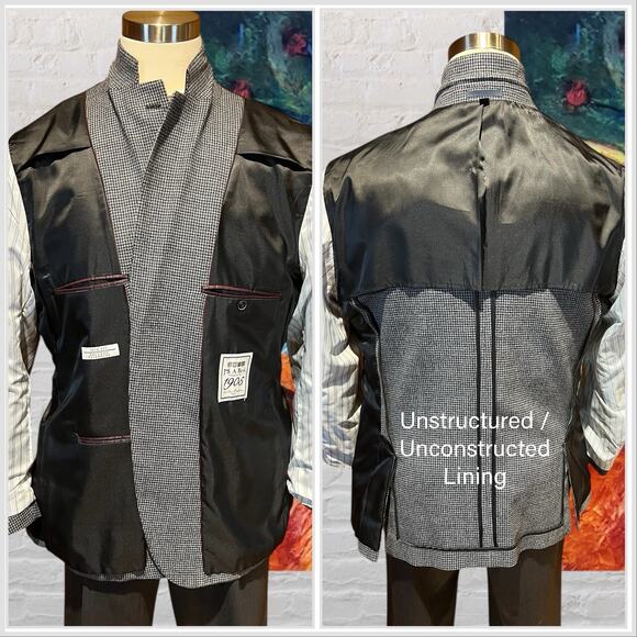 Jos A Bank 1905 48R Slim Gray Black Houndstooth Flannel Unstructured Blazer - Picture 8 of 16